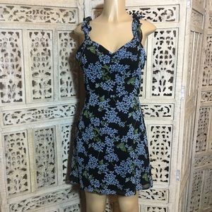 All In Favor blue, green, black floral Dress